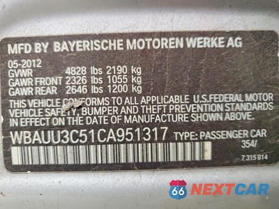 Zdjęcie 12 z 12 samochodu: 2012 BMW 328 XI VIN:WBAUU3C51CA951317 - miniatura