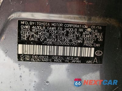Zdjęcie 12 z 12 samochodu: 2016 LEXUS IS 350 VIN:JTHBE1D23G5027751 - miniatura