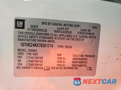 Zdjęcie 13 z 13 samochodu: 2007 GMC SIERRA C2500 HEAVY DUTY VIN:1GTHC24KX7E551714 - miniatura