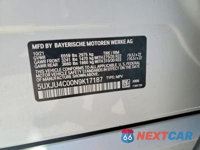 Zdjęcie 13 z 13 samochodu: 2022 BMW X5 M50I VIN:5UXJU4C00N9K17187 - miniatura