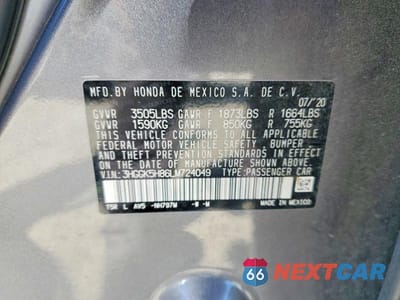 Zdjęcie 13 z 13 samochodu: 2020 HONDA FIT EX VIN:3HGGK5H86LM724049 - miniatura