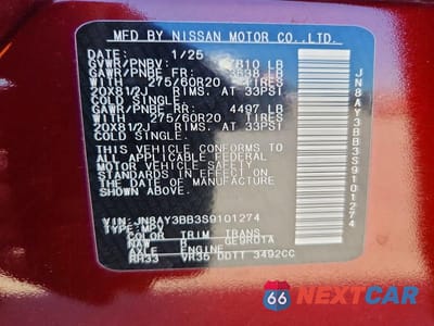 Zdjęcie 13 z 13 samochodu: 2025 NISSAN ARMADA SL VIN:JN8AY3BB3S9101274 - miniatura