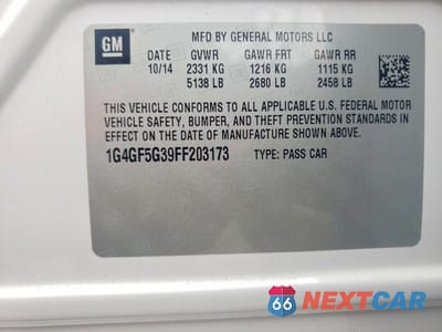 Zdjęcie 12 z 12 samochodu: 2015 BUICK LACROSSE PREMIUM VIN:1G4GF5G39FF203173 - miniatura