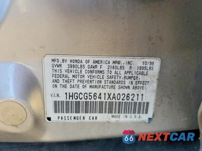 Zdjęcie 12 z 12 samochodu: 1999 HONDA ACCORD LX VIN:1HGCG5641XA026211 - miniatura