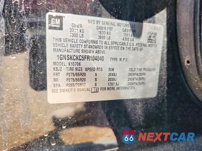 Zdjęcie 14 z 14 samochodu: 2015 CHEVROLET TAHOE K1500 LTZ VIN:1GNSKCKC5FR104040 - miniatura
