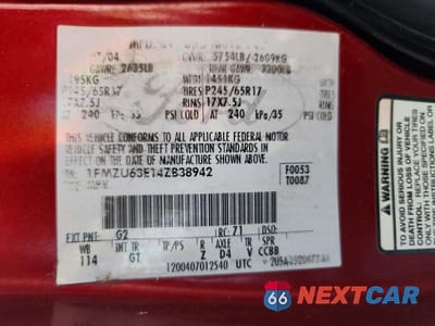 Zdjęcie 12 z 12 samochodu: 2004 FORD EXPLORER XLT VIN:1FMZU63E14ZB38942 - miniatura
