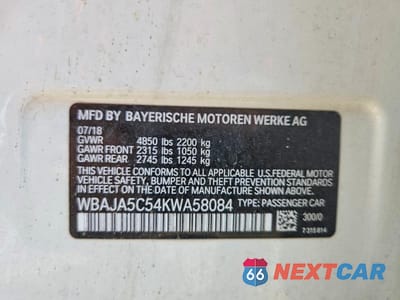 Zdjęcie 12 z 12 samochodu: 2019 BMW 530 I VIN:WBAJA5C54KWA58084 - miniatura