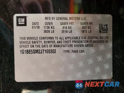 Zdjęcie 12 z 12 samochodu: 2018 CHEVROLET CRUZE LT VIN:1G1BE5SM2J7169302 - miniatura