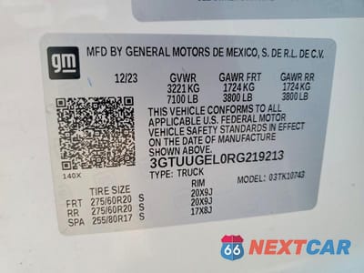 Zdjęcie 12 z 12 samochodu: 2024 GMC SIERRA K1500 DENALI VIN:3GTUUGEL0RG219213 - miniatura