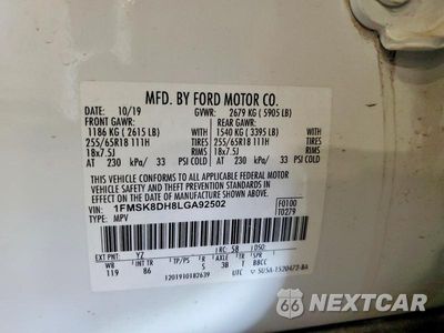 Zdjęcie 14 z 14 samochodu: 2020 FORD EXPLORER XLT VIN:1FMSK8DH8LGA92502 - miniatura