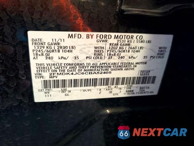 Zdjęcie 14 z 14 samochodu: 2012 FORD EDGE SEL VIN:2FMDK4JC6CBA52405 - miniatura