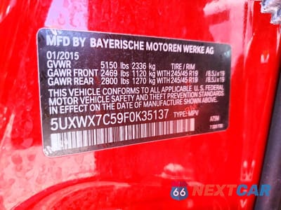 Zdjęcie 12 z 12 samochodu: 2015 BMW X3 XDRIVE35I VIN:5UXWX7C59F0K35137 - miniatura