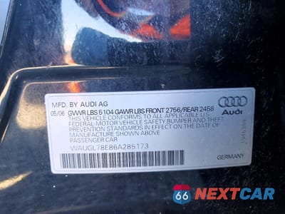 Zdjęcie 12 z 12 samochodu: 2006 AUDI S4 QUATTRO VIN:WAUGL78E86A285173 - miniatura