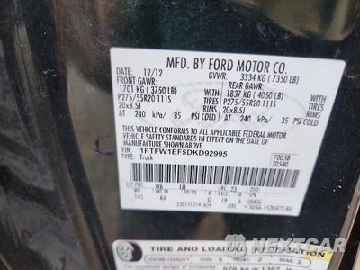 Zdjęcie 12 z 12 samochodu: 2013 FORD F150 SUPERCREW VIN:1FTFW1EF5DKD92995 - miniatura