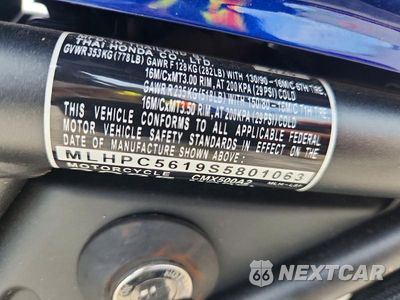 Zdjęcie 9 z 9 samochodu: 2025 HONDA CMX500 A2 VIN:MLHPC5619S5801063 - miniatura