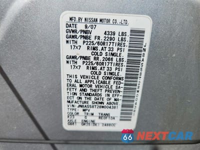 Zdjęcie 13 z 13 samochodu: 2008 NISSAN ROGUE S VIN:JN8AS58T28W004381 - miniatura
