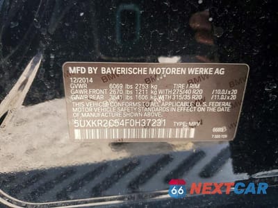 Zdjęcie 13 z 13 samochodu: 2015 BMW X5 SDRIVE35I VIN:5UXKR2C54F0H37231 - miniatura