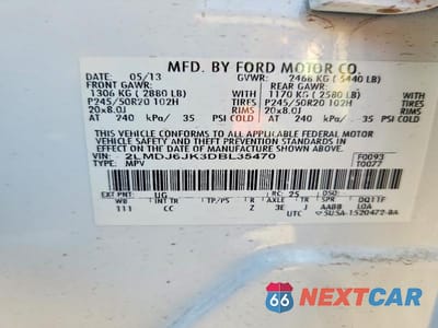 Zdjęcie 12 z 12 samochodu: 2013 LINCOLN MKX VIN:2LMDJ6JK3DBL35470 - miniatura
