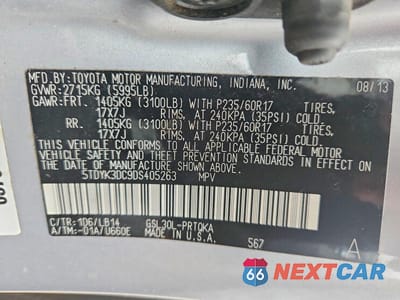 Zdjęcie 13 z 13 samochodu: 2013 TOYOTA SIENNA XLE 8-PASSENGER VIN:5TDYK3DC9DS405263 - miniatura