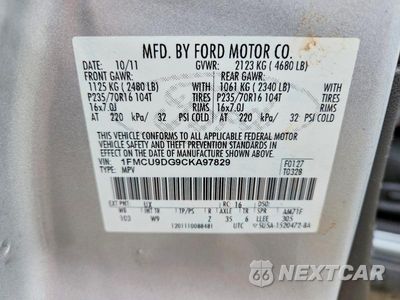 Zdjęcie 13 z 13 samochodu: 2012 FORD ESCAPE XLT VIN:1FMCU9DG9CKA97829 - miniatura