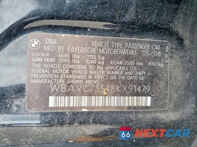 Zdjęcie 12 z 12 samochodu: 2008 BMW 328 VIN:WBAVC73548KX91479 - miniatura