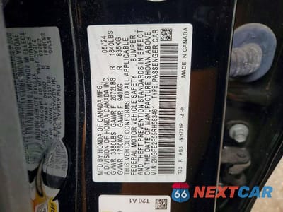 Zdjęcie 12 z 12 samochodu: 2024 HONDA CIVIC SPORT VIN:2HGFE2F55RH583461 - miniatura