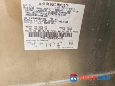 Zdjęcie 13 z 13 samochodu: 2013 FORD FLEX SEL VIN:2FMHK6C80DBD04608 - miniatura