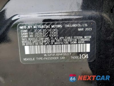 Zdjęcie 12 z 12 samochodu: 2023 MITSUBISHI MIRAGE G4 ES VIN:ML32FUFJ6PHF05217 - miniatura