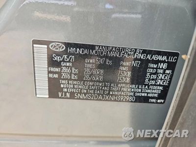 Zdjęcie 14 z 14 samochodu: 2022 HYUNDAI SANTA FE SEL VIN:5NMS2DAJXNH392980 - miniatura