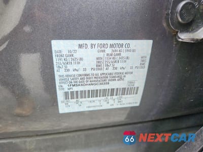 Zdjęcie 13 z 13 samochodu: 2022 FORD EXPLORER XLT VIN:1FMSK8DH4NGC30359 - miniatura