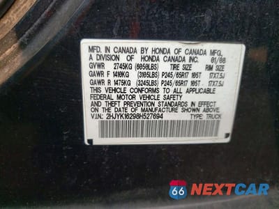 Zdjęcie 12 z 12 samochodu: 2008 HONDA RIDGELINE RT VIN:2HJYK16298H527694 - miniatura