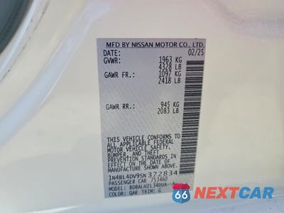 Zdjęcie 12 z 12 samochodu: 2025 NISSAN ALTIMA SV VIN:1N4BL4DV9SN372834 - miniatura