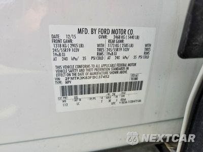 Zdjęcie 13 z 13 samochodu: 2015 FORD EDGE TITANIUM VIN:2FMTK3K83FBC37452 - miniatura
