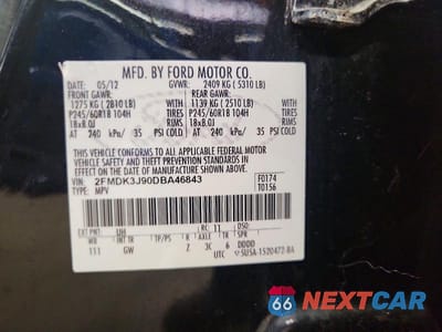 Zdjęcie 13 z 13 samochodu: 2013 FORD EDGE SEL VIN:2FMDK3J90DBA46843 - miniatura