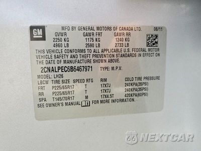 Zdjęcie 13 z 13 samochodu: 2011 CHEVROLET EQUINOX LT VIN:2CNALPEC6B6467971 - miniatura