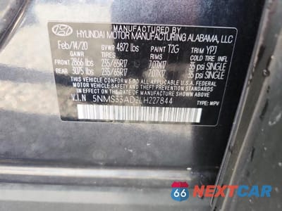 Zdjęcie 13 z 13 samochodu: 2020 HYUNDAI SANTA FE SEL VIN:5NMS33AD2LH227844 - miniatura
