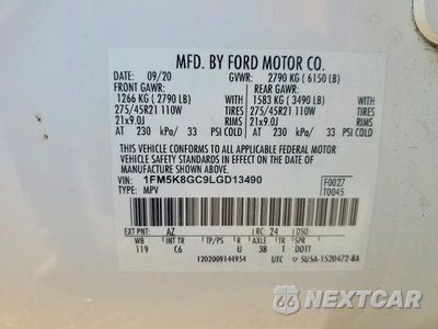 Zdjęcie 14 z 14 samochodu: 2020 FORD EXPLORER ST VIN:1FM5K8GC9LGD13490 - miniatura
