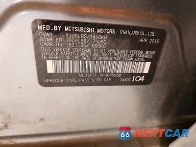 Zdjęcie 12 z 12 samochodu: 2017 MITSUBISHI MIRAGE G4 ES VIN:ML32F3FJ9HHF05868 - miniatura