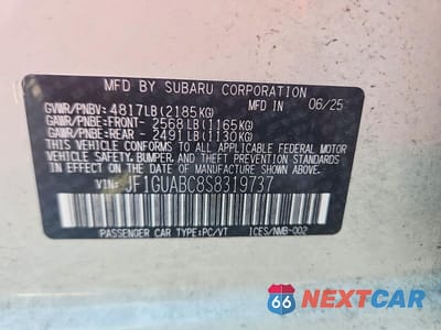 Zdjęcie 12 z 12 samochodu: 2025 SUBARU IMPREZA VIN:JF1GUABC8S8319737 - miniatura