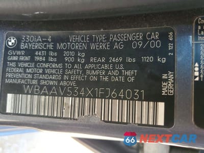 Zdjęcie 12 z 12 samochodu: 2001 BMW 330 I VIN:WBAAV534X1FJ64031 - miniatura