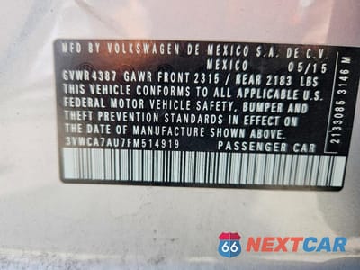 Zdjęcie 12 z 12 samochodu: 2015 VOLKSWAGEN GOLF SPORTWAGEN TDI S VIN:3VWCA7AU7FM514919 - miniatura