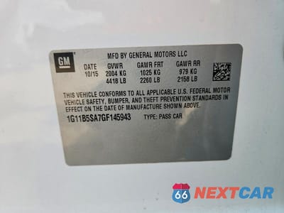 Zdjęcie 12 z 12 samochodu: 2016 CHEVROLET MALIBU LIMITED LS VIN:1G11B5SA7GF145943 - miniatura