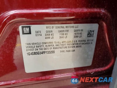 Zdjęcie 12 z 12 samochodu: 2015 BUICK LACROSSE VIN:1G4GB5G34FF133299 - miniatura