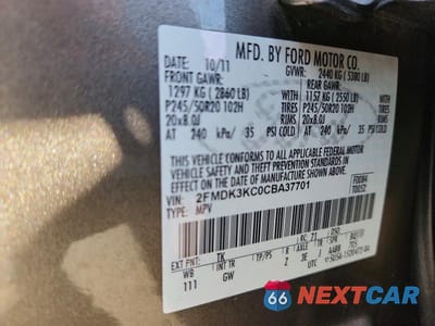 Zdjęcie 13 z 13 samochodu: 2012 FORD EDGE LIMITED VIN:2FMDK3KC0CBA37701 - miniatura