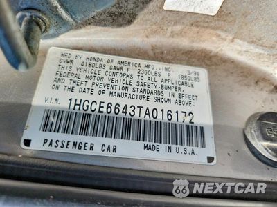 Zdjęcie 12 z 12 samochodu: 1996 HONDA ACCORD LX VIN:1HGCE6643TA016172 - miniatura