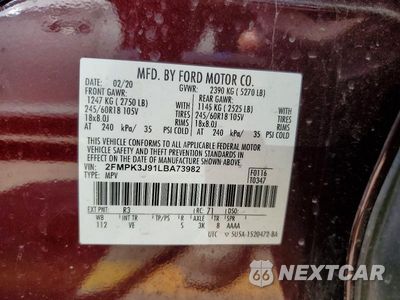 Zdjęcie 13 z 13 samochodu: 2020 FORD EDGE SEL VIN:2FMPK3J91LBA73982 - miniatura