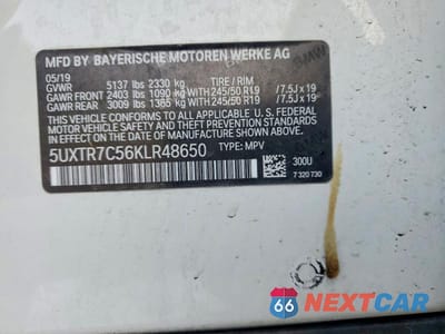 Zdjęcie 12 z 12 samochodu: 2019 BMW X3 SDRIVE30I VIN:5UXTR7C56KLR48650 - miniatura