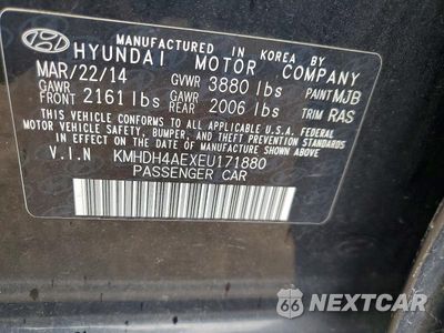 Zdjęcie 12 z 12 samochodu: 2014 HYUNDAI ELANTRA SE VIN:KMHDH4AEXEU171880 - miniatura