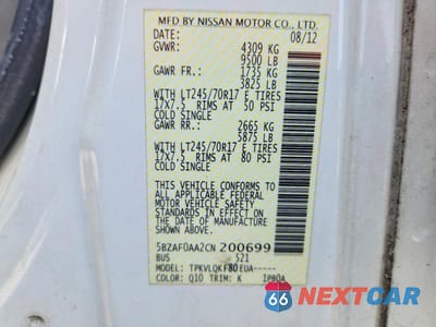Zdjęcie 14 z 14 samochodu: 2012 NISSAN NV 3500 HD S VIN:5BZAF0AA2CN200699 - miniatura