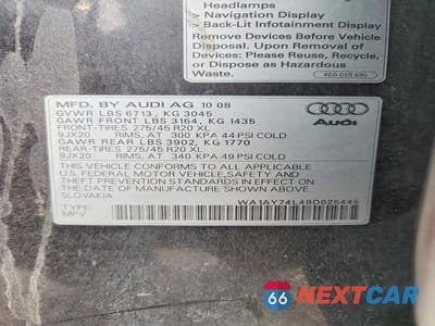 Zdjęcie 12 z 12 samochodu: 2009 AUDI Q7 3.6 QUATTRO VIN:WA1AY74L49D025445 - miniatura
